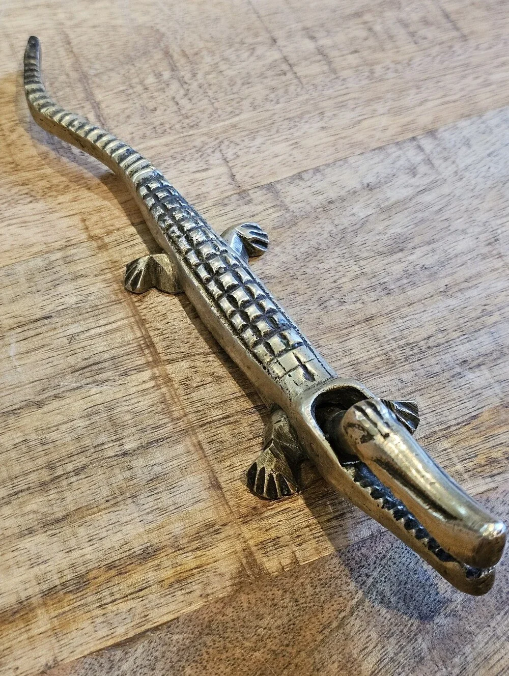 Vintage Brass Alligator Nut Cracker